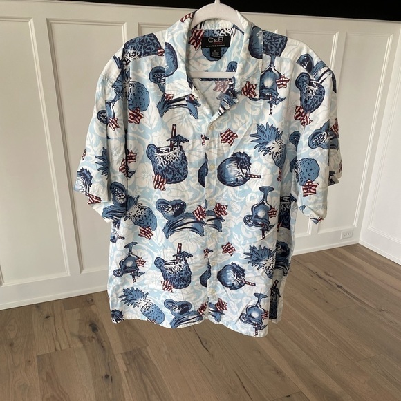 croft & barrow Other - Croft and Barrow Mens Blue Pineapple and Cocktail Hawaiian Button Up Shirt Sz XL